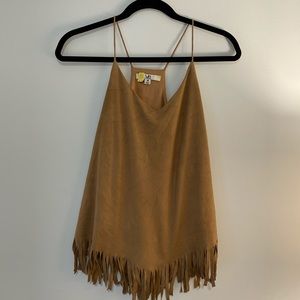 Suede and fringe tank top